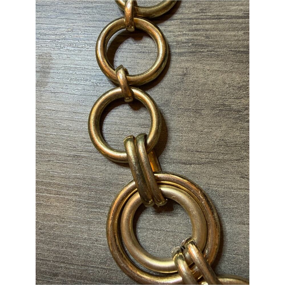 Vintage Saks Fifth Avenue Statement necklace #946 gold tone rings - Picture 5 of 11